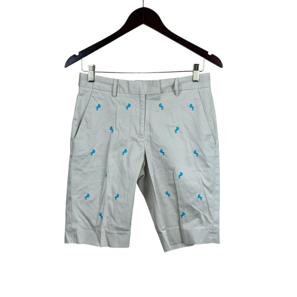 Brooks Brothers‎ 346 Twill Cotton Bermuda Shorts Womens Bird Embroidered Sz 2